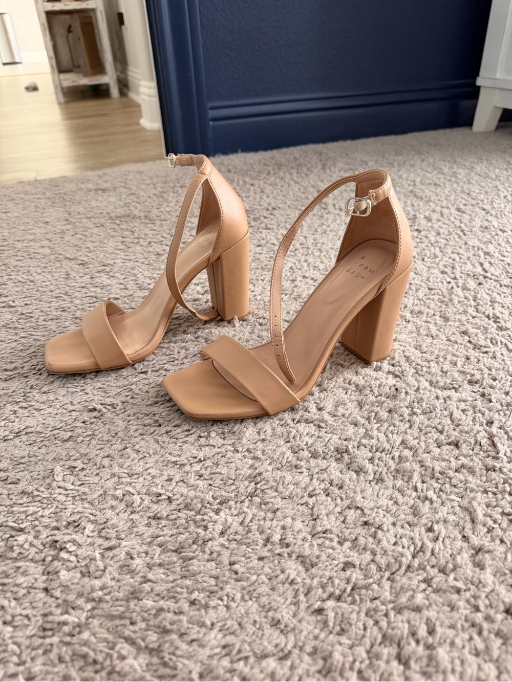 a new day Tan Block Heel Ankle Strap Sandals
